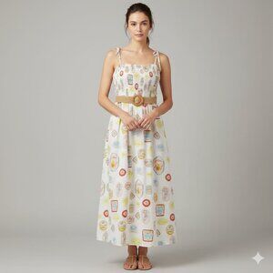 CYNTHIA ROWLEY (NWT) "Amalfi Olive Oil" Spaghetti Strap Maxi Sundress, Yellow- L